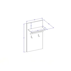 Appendiabiti a parete 40x70h cm con mensola tortora Lolla