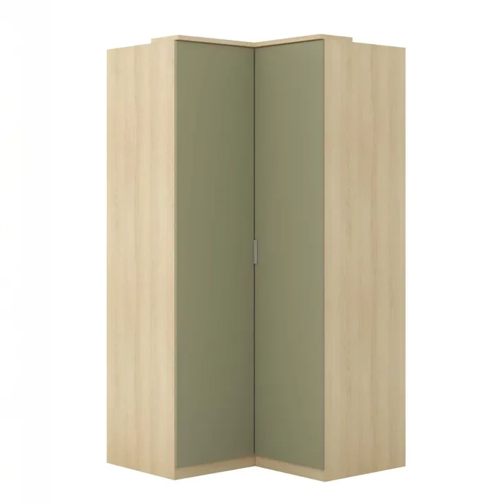 Armadio angolare 109x215h cm 2 ante moderno verde salvia rovere Elvira