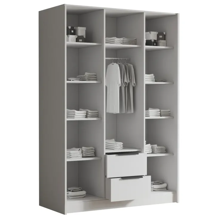 Armadio 150x216h cm 3 ante battenti 2 cassetti nero opaco Ampy