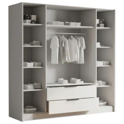 Armadio 200x216h cm 4 ante battenti 2 cassetti rovere Ampy
