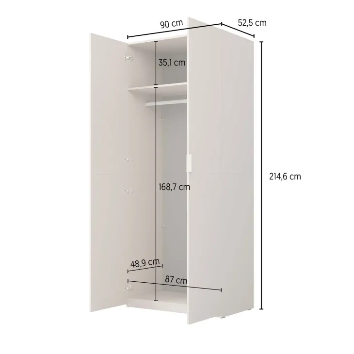 Armadio 90x215h cm 2 ante battenti rovere Niman