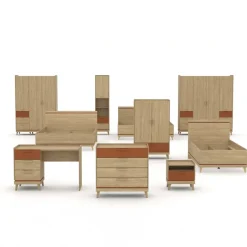 Armadio 90x150h cm 2 ante 1 cassetto rovere rosso mattone Yu