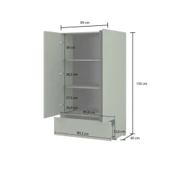Armadio 89x150h cm 2 ante con cassetto tortora Lolla