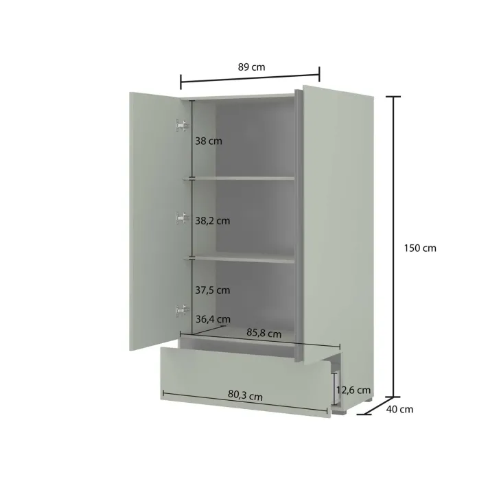 Armadio 89x150h cm 2 ante con cassetto rovere Lolla