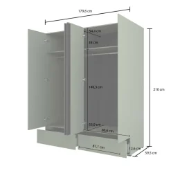 Armadio 180x210h cm 4 ante con 2 cassetti bianco opaco Lolla