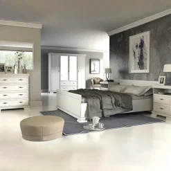 Armadio 208x211h cm 4 ante con specchio 2 cassetti shabby bianco frassinato Kelly
