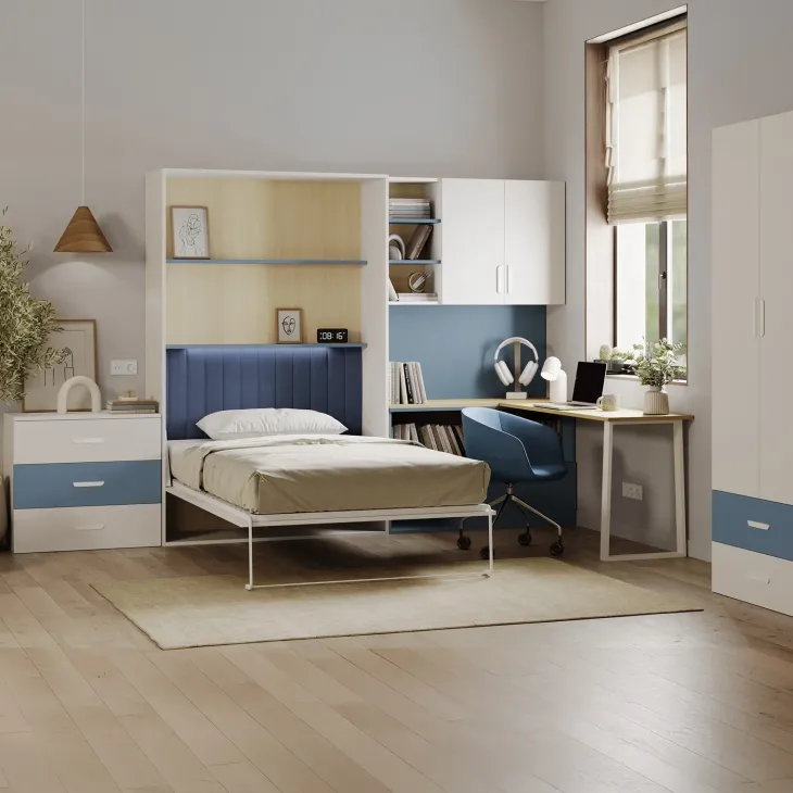 Armadio 80x200h cm 2 ante e 2 cassetti cashmere azzurro Colorful