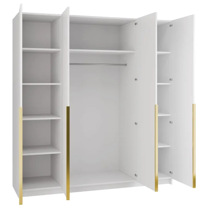 Armadio 200x215h cm 4 ante moderno bianco oro Glammy 4