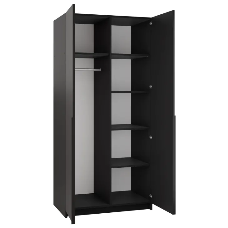 Armadio 100x215h cm 2 ante moderno nero Glammy 2