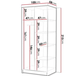 Armadio 100x215h cm 2 ante moderno nero oro Glammy 2