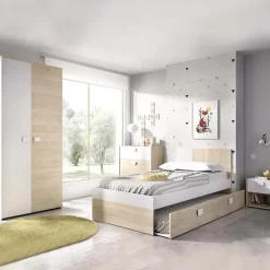 Armadio 90x205h cm 2 ante moderno rovere bianco Cairo