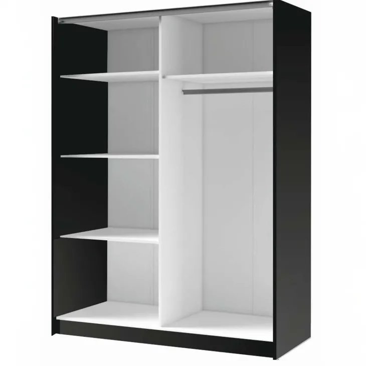Armadio 150x198h cm 2 ante scorrevoli cannettato con specchio antracite rovere Cannes