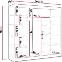Armadio 200x215h cm 3 ante scorrevoli con specchio rovere sonoma Silven