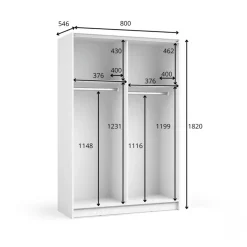 Armadio 80x182h cm 2 ante scorrevoli con specchio nero Medora