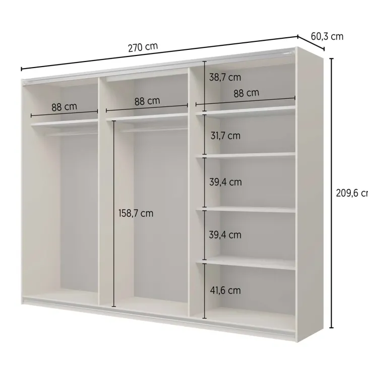 Armadio 270x210h cm 3 ante scorrevoli beige cashmere Procida