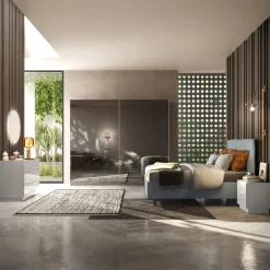 Armadio 220x240h cm 2 ante scorrevoli con specchio fumè bianco lucido Brilly