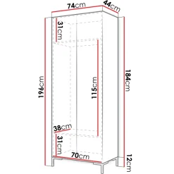 Armadio 74x196h cm 2 ante soggiorno moderno nero oro Nuvia