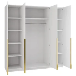 Armadio 200x215h cm 4 ante 4 specchi moderno bianco oro Glammy 4