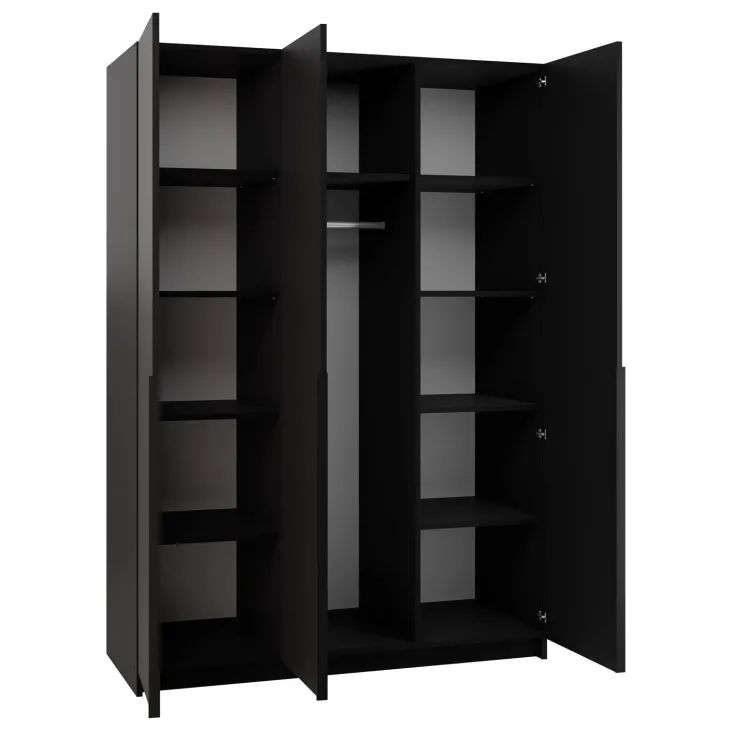 Armadio 150x215h cm 3 ante 3 specchi moderno nero Glammy 3
