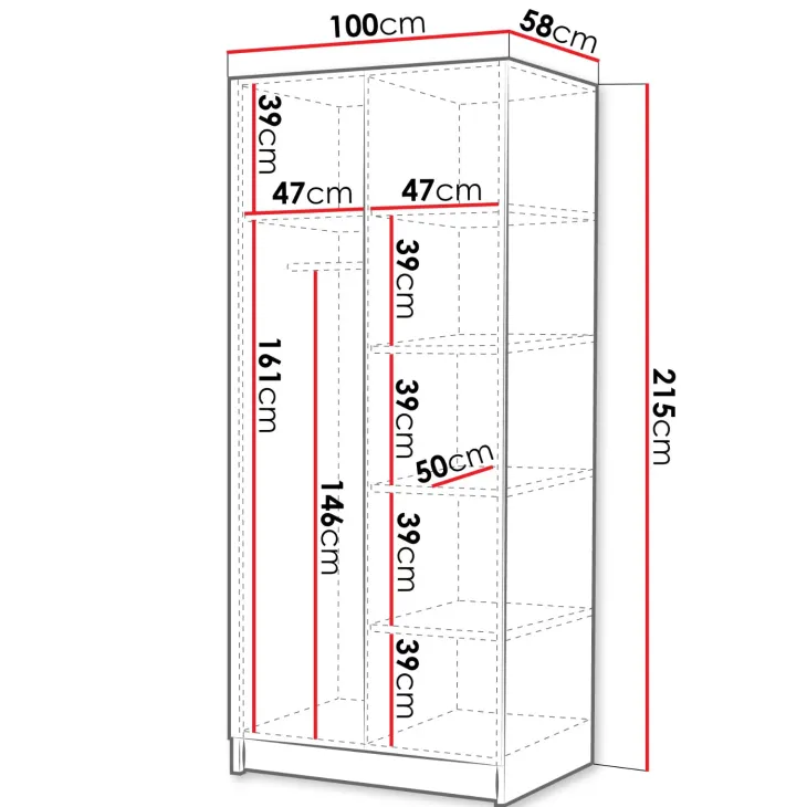 Armadio 100x215h cm 2 ante 1 specchio moderno beige oro Glammy 2