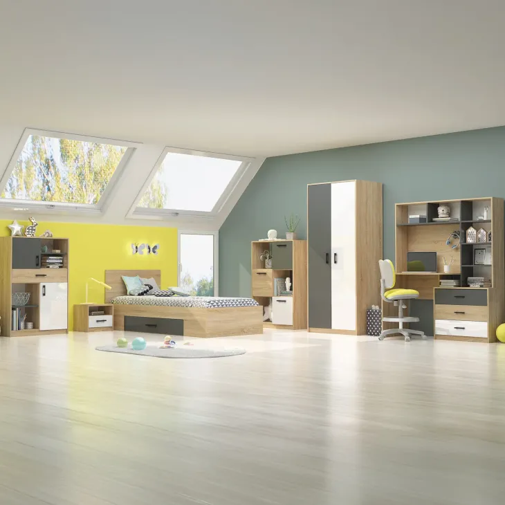 Armadio 80x190h cm cameretta rovere antracite bianco Chiaretto