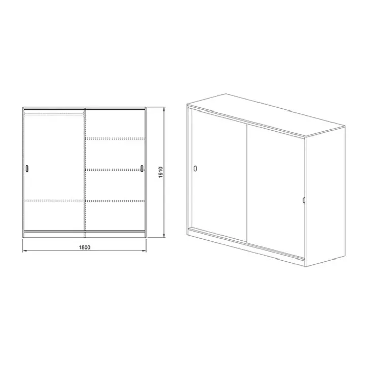 Armadio 180x191h cm due ante scorrevoli moderno noce Morante