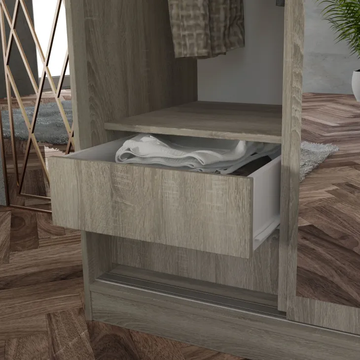 Armadio 150x191h cm scorrevole con specchio rovere sonoma Collodi