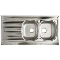 Base sottolavello 120x83h cm con doppio lavello e gocciolatoio a sinistra 3 ante bianco rovere olmo Talise