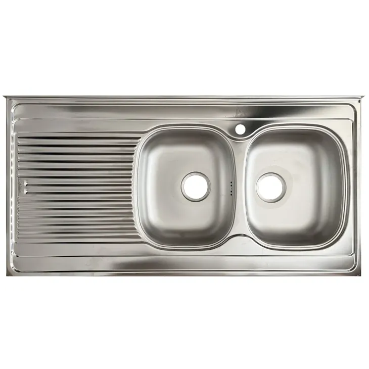 Base sottolavello 120x83h cm con doppio lavello e gocciolatoio a sinistra 3 ante bianco rovere olmo Talise