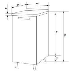 Base sottolavello 120x86h cm reversibile 3 ante bianco frassinato Talise