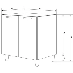 Base sottolavello 120x86h cm reversibile 3 ante bianco frassinato Talise