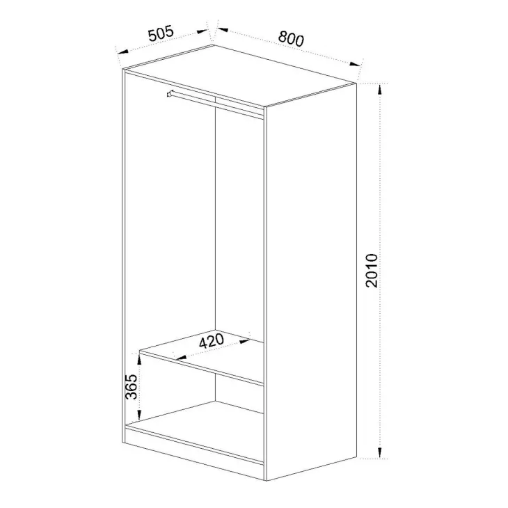 Cabina armadio 160x201h cm con appendiabiti bianco frassinato Dulcinea 3