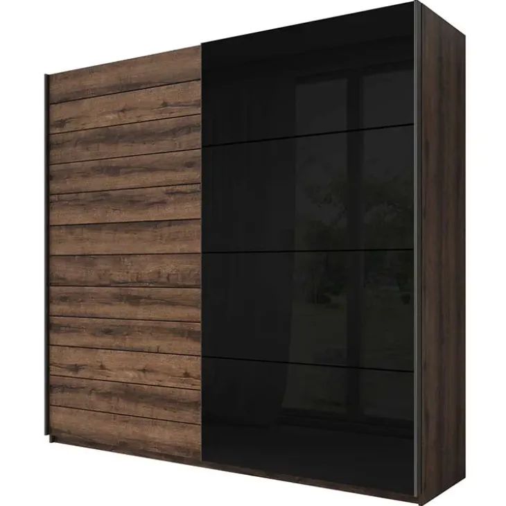 Camera completa con letto matrimoniale 160x200cm rovere scuro nero lucido Cortina Gihome®