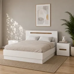 Camera da letto matrimoniale completa bianco lucido noce Biancastagno