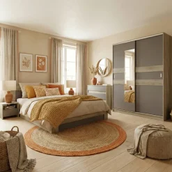 Camera da letto moderna completa matrimoniale rovere grigio Altea