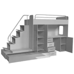 Cameretta bambini completa 2 letti singoli bianco beige lucido Diego Gihome®