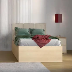 Cameretta per ragazzi con letto 120x200cm contenitore verde salvia rovere Elvira