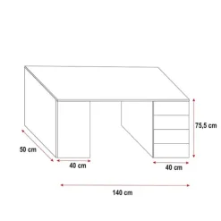 Cameretta 324x86cm completa 2 letti singoli bianco grigio Diego Gihome®