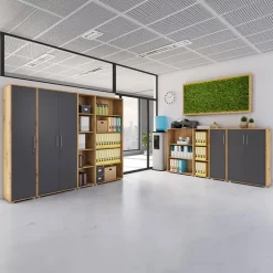 Cassettiera ufficio 43x57h cm 3 cassetti rovere grafite Woody