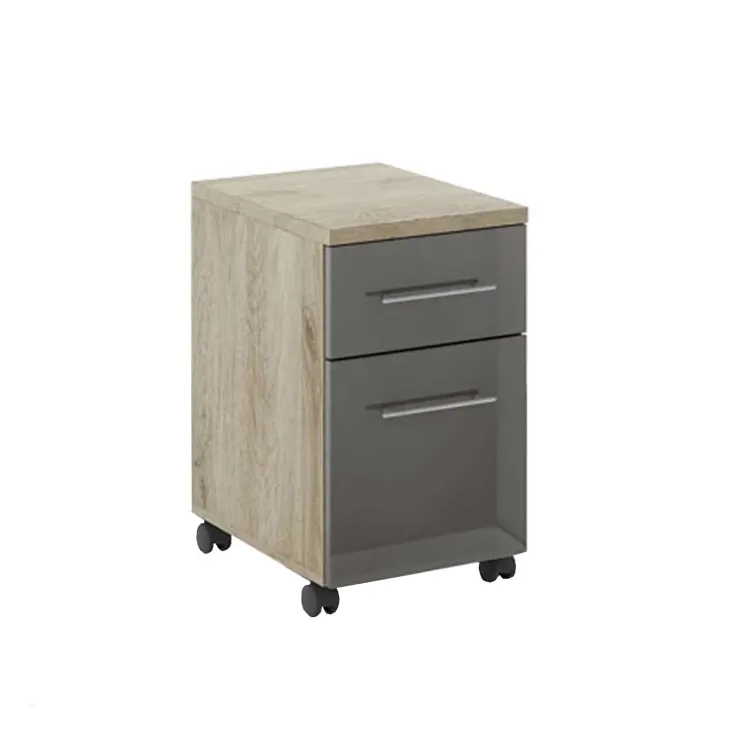 Cassettiera ufficio 35x59h cm reversibile rovere antracite lucido Time O
