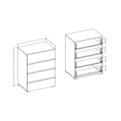 Cassettiera 60x79h cm 4 cassetti bianco Lolla
