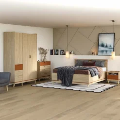 Cassettiera 90x90h cm 4 cassetti rovere rosso mattone Yu