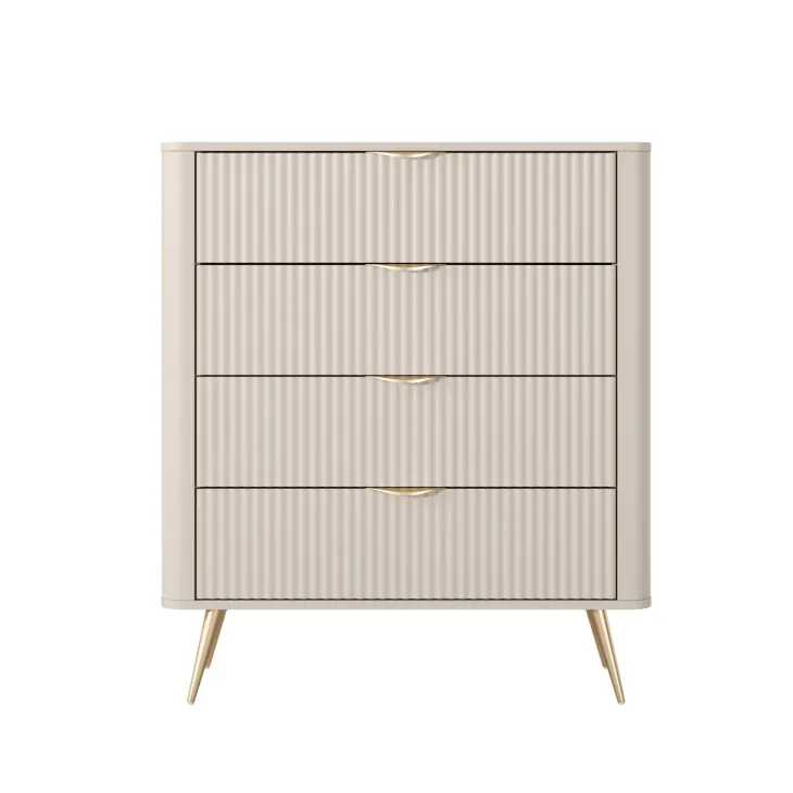 Cassettiera 88x101h cm 4 cassetti soggiorno beige cannettato Ramis