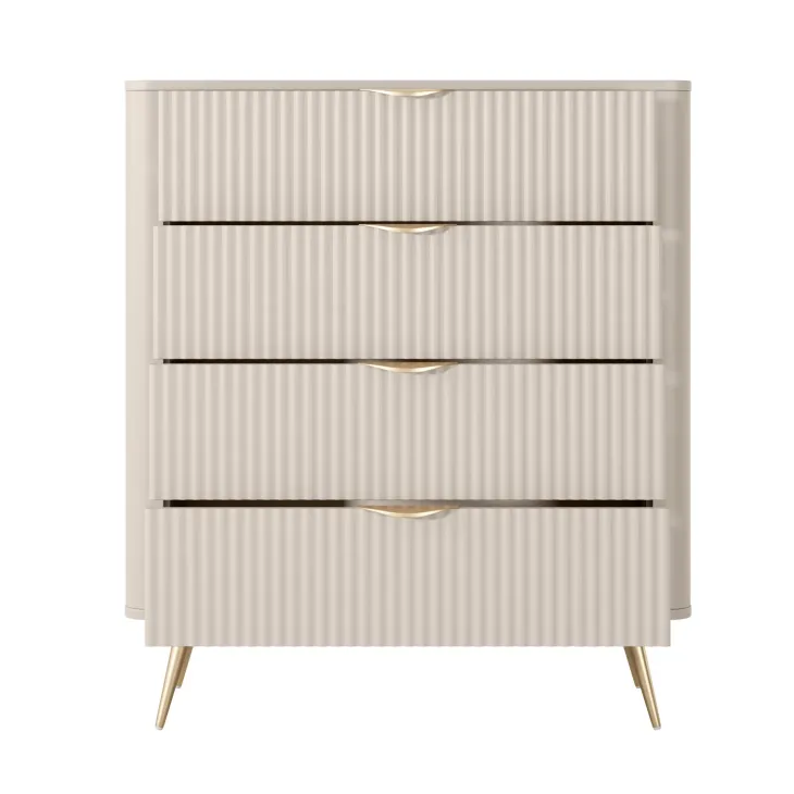 Cassettiera 88x101h cm 4 cassetti soggiorno beige cannettato Ramis