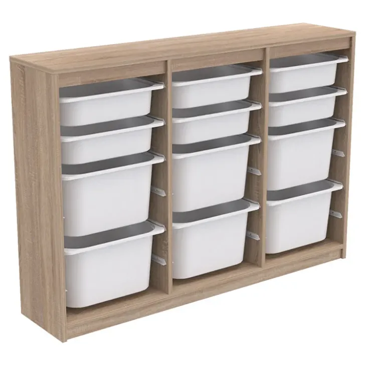 Cassettiera 132x95h cm portagiochi con cassetti rovere Fast Concordia