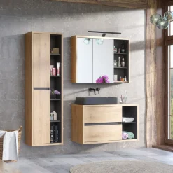 Colonna bagno sospesa 50x170h cm 2 ante rovere antracite Veny