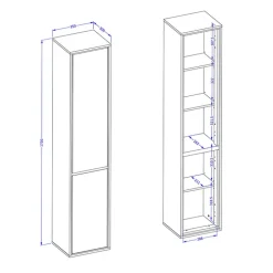 Colonna bagno sospesa 35x172h cm 2 ante bianco lucido nero Linda