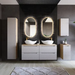 Colonna bagno sospesa 35x170h cm 1 anta beige rovere Swim