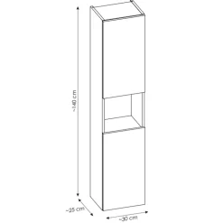 Colonna bagno sospesa 30x140h cm 2 ante rovere Rovery
