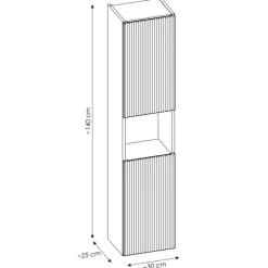 Colonna bagno sospesa 30x140h cm cannettato 2 ante nero Cleany